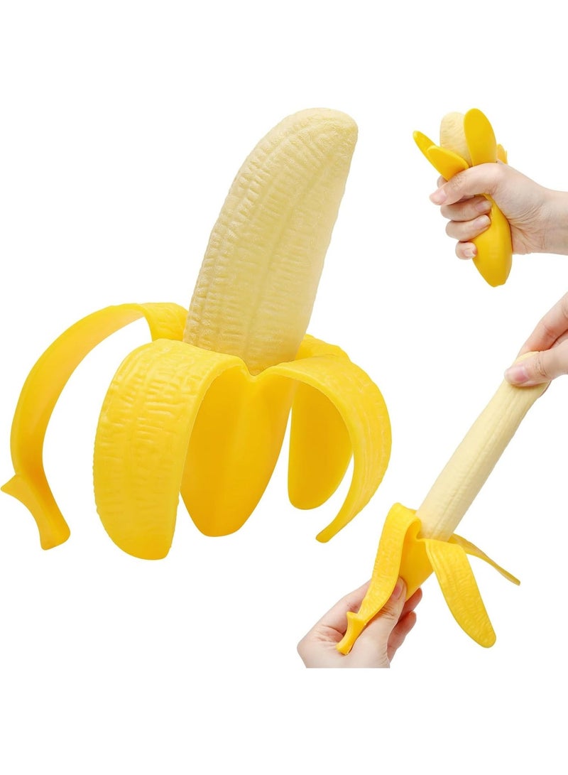 Meetion Realistic Banana Squishy – Soft Scented Stress Relief Toy with Slow Rising, It Measures 5.2 inches by 1.4 inches, Fun Sensory Squeeze Toy for Children, Great for Gifts and Party Prizes. - Image 1