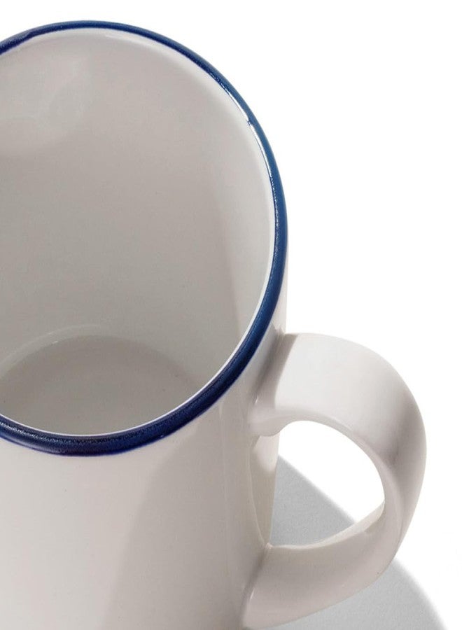 Madein Made In Cookware | Set of 4 | Coffee Mug Set | 12 oz | White With Navy Rim | Porcelain | Crafted in England | Dishwasher and Microwave Safe - Image 2