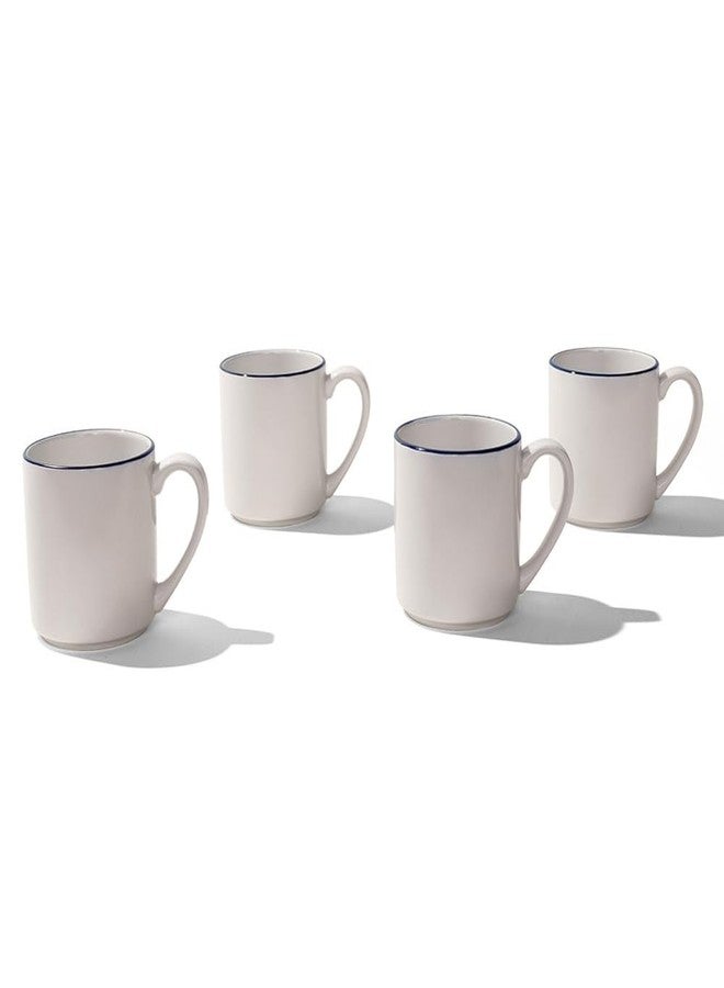 Madein Made In Cookware | Set of 4 | Coffee Mug Set | 12 oz | White With Navy Rim | Porcelain | Crafted in England | Dishwasher and Microwave Safe - Image 1