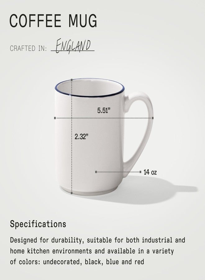 Madein Made In Cookware | Set of 4 | Coffee Mug Set | 12 oz | White With Navy Rim | Porcelain | Crafted in England | Dishwasher and Microwave Safe - Image 5