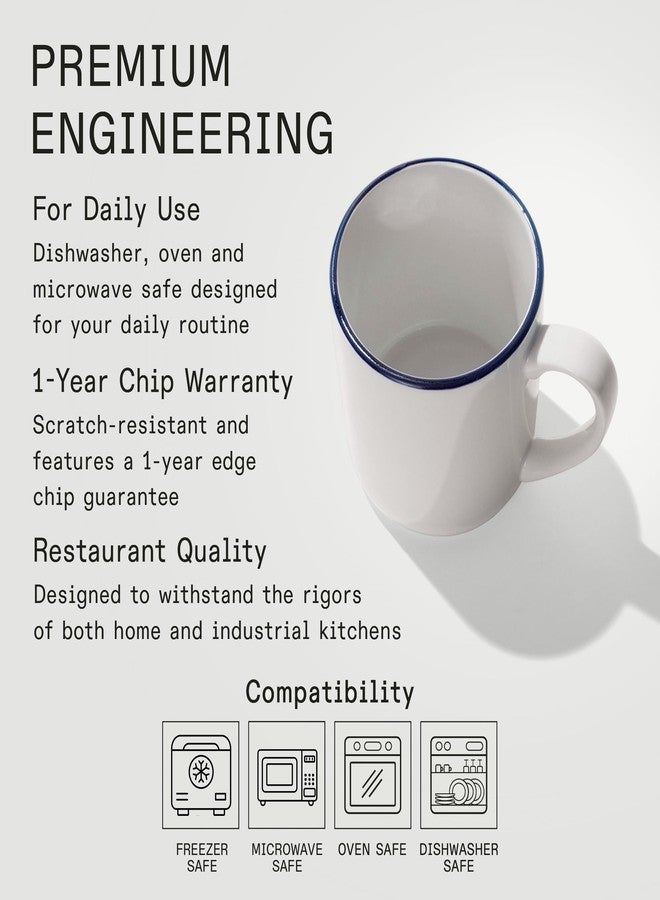 Madein Made In Cookware | Set of 4 | Coffee Mug Set | 12 oz | White With Navy Rim | Porcelain | Crafted in England | Dishwasher and Microwave Safe - Image 3