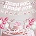 Fangleland Pink Cherry Blossom Birthday Party Decorations Happy Birthday Banner Cake Topper Sakura Themed Garland Cupcake Topper Paper Lanterns and Balloons for Woman Party Supplies - Image 4