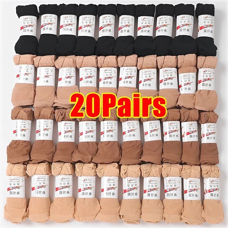 1/20Pairs Ultra Thin Women Socks Summer Transparent Crystal Silk Socks Sexy Elastic Silky Short Girls Ankle Invisible Socks - Image 2