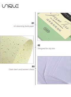Unique 500 Pcs Facial Oil Blotting Paper, Oil Control Film, Blotting Paper for Oily Skin Care, Green Tea Oil Absorbing Tissues Paper, Large 9.1cmx6cm  - Image 4