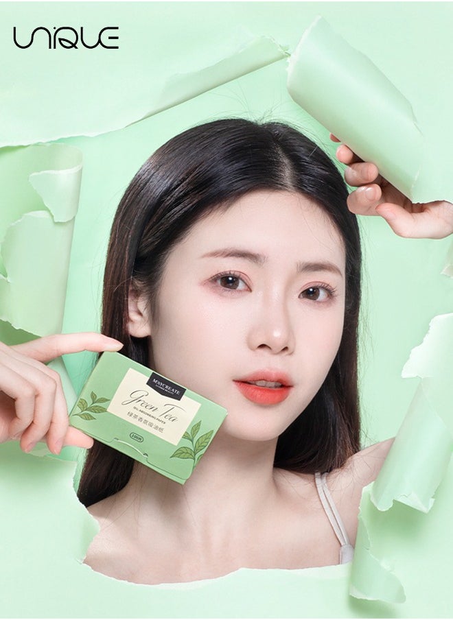 Unique - 500 Pcs Facial Oil Blotting Paper, Oil Control Film, Blotting Paper for Oily Skin Care, Green Tea Oil Absorbing Tissues Paper, Large 9.1cmx6cm - Image 1