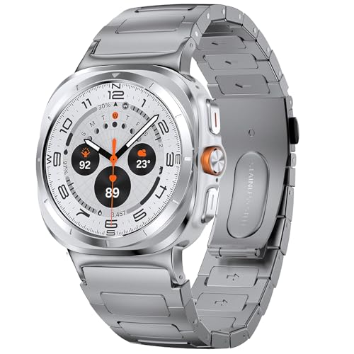 PanPinnacle Stainless Steel Band Compatible with Galaxy Watch ultra 2/1 Bands 47mm (2025/2024),No Gap Business Metal Replacement Strap for Men Samsung Galaxy watch 8/7 Ultra Band(Titanium) - Image 1