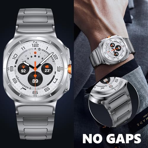 PanPinnacle Stainless Steel Band Compatible with Galaxy Watch ultra 2/1 Bands 47mm (2025/2024),No Gap Business Metal Replacement Strap for Men Samsung Galaxy watch 8/7 Ultra Band(Titanium) - Image 2
