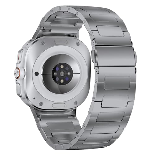 PanPinnacle Stainless Steel Band Compatible with Galaxy Watch ultra 2/1 Bands 47mm (2025/2024),No Gap Business Metal Replacement Strap for Men Samsung Galaxy watch 8/7 Ultra Band(Titanium) - Image 3