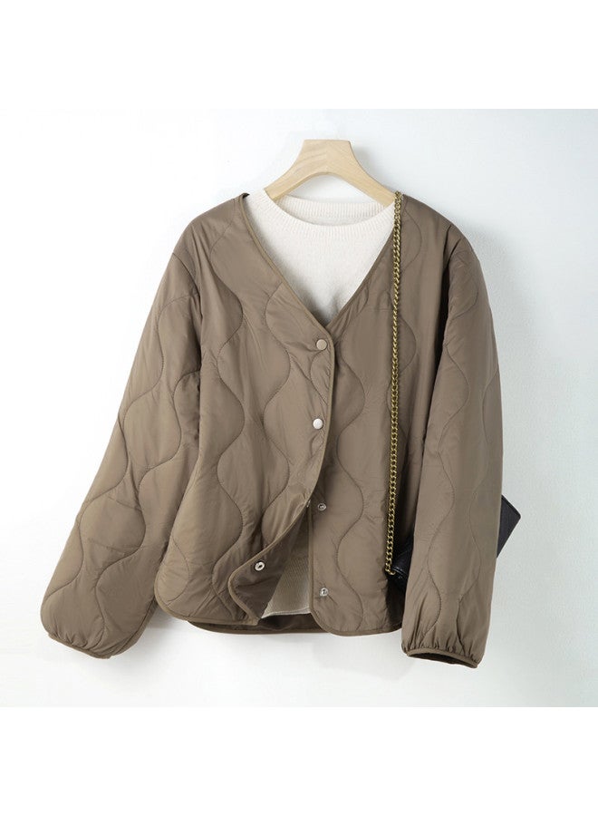 XINYANG Women's V-neck Quilted Cotton Jacket, Winter Padded Coat, Casual Outerwear - Image 2