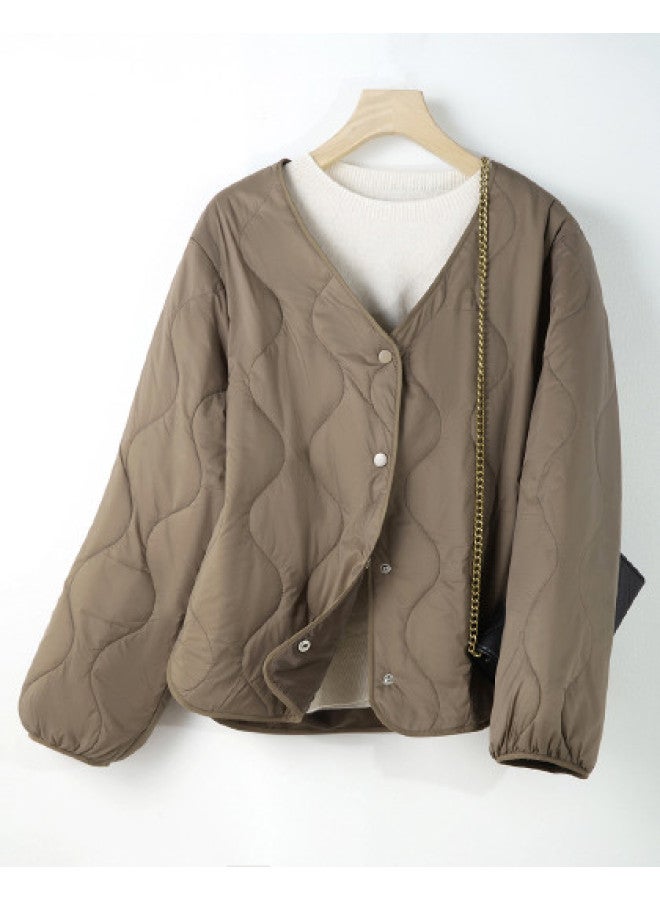 XINYANG Women's V-neck Quilted Cotton Jacket, Winter Padded Coat, Casual Outerwear - Image 1