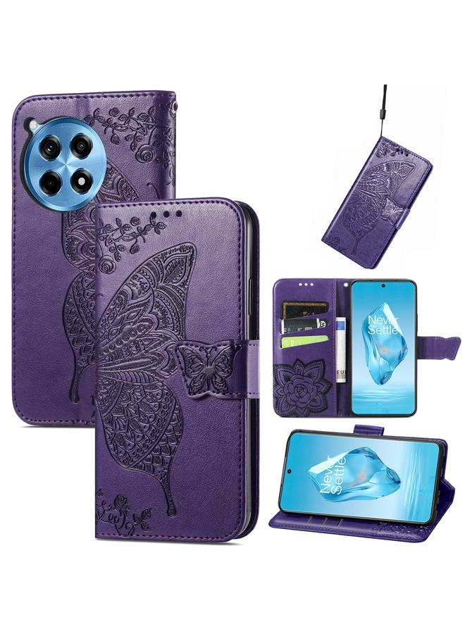 S-TOP Case For OnePlus 12R Butterfly Love Flower Embossed Leather Phone Case - Image 1