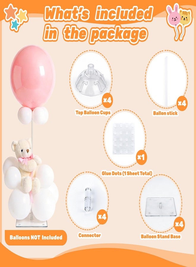 JOYYPOP 4 Sets Balloon Stands for Table 15.75 Inch Clear Adjustable Balloon Centerpieces for Tables Reusable Balloon Holder Sticks for Graduation Wedding Baby Shower Birthday - Image 4