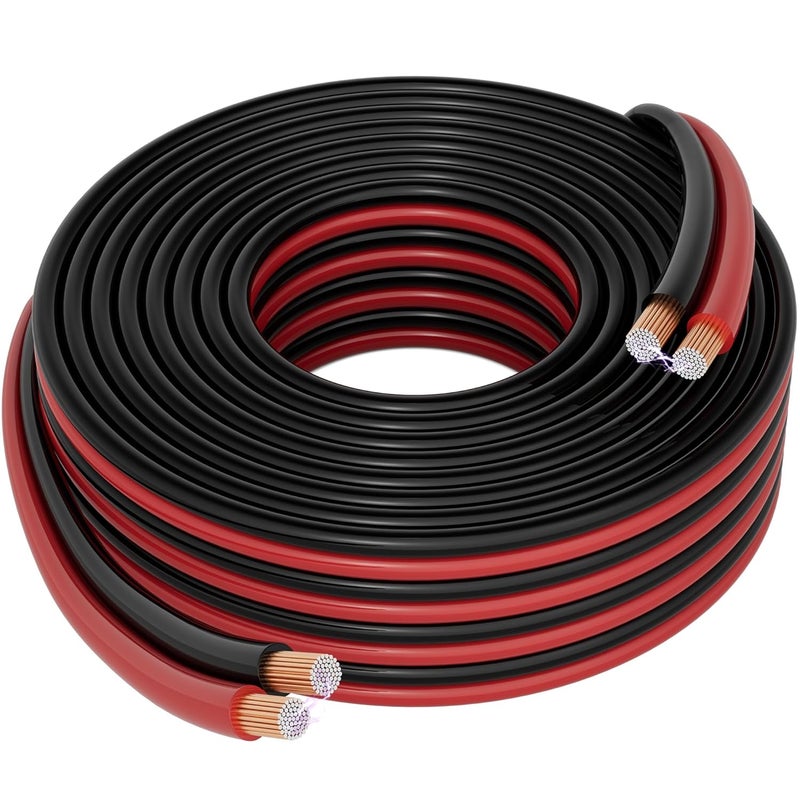 HIFIND 12/2 Gauge 25 FT Red Black Hookup Electrical Wire Cable LED Strips Extension Cord 12V/24V DC, 12AWG Flexible Speaker Wire Cable for Car Audio, Home Theater, LED Ribbon Lamp Tape Lighting - Image 1
