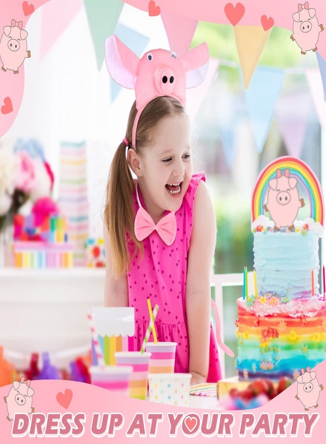 Kingdder 6 Pieces Pig Costume Kids Halloween Costumes Accessories Set Pig 3D Headband Bowtie Tail Set Fuzzy Pink Piggy Nose Headband for Toddlers Animal Dress up Cosplay - Image 5