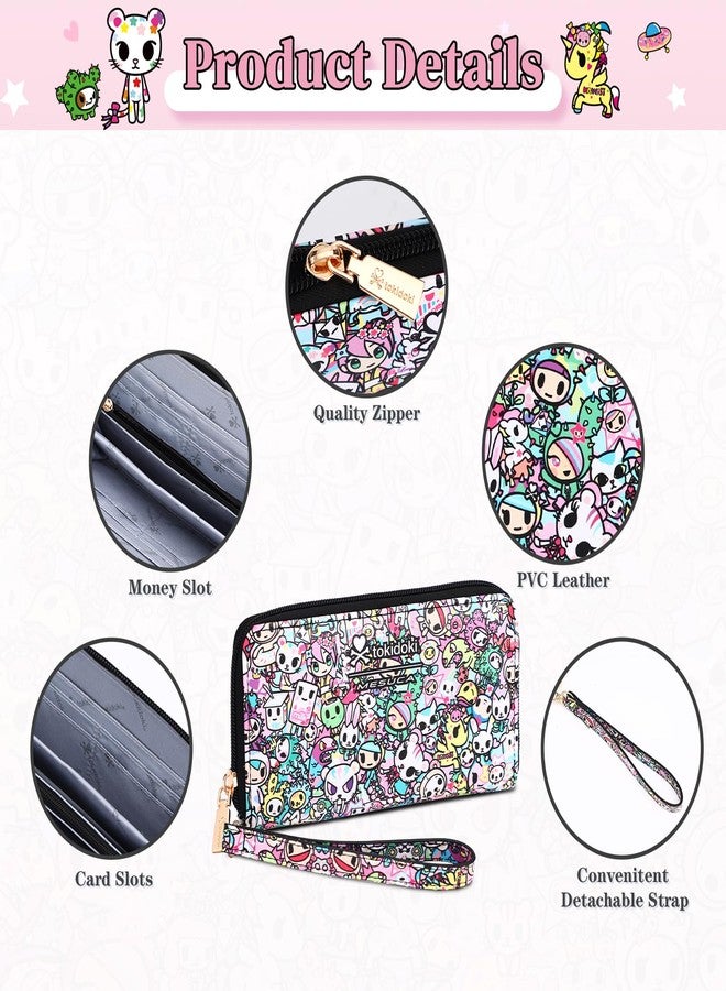 Tokidoki Wallet Pink Unicorno Clutch Wallet Credit Card Holder Large Capacity Travel Purse Wristlet for Women Girl (WA-No skulls girl) - Image 4