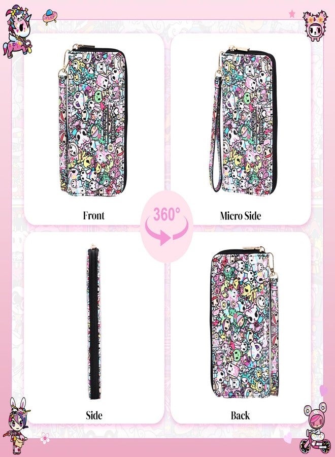 Tokidoki Wallet Pink Unicorno Clutch Wallet Credit Card Holder Large Capacity Travel Purse Wristlet for Women Girl (WA-No skulls girl) - Image 5