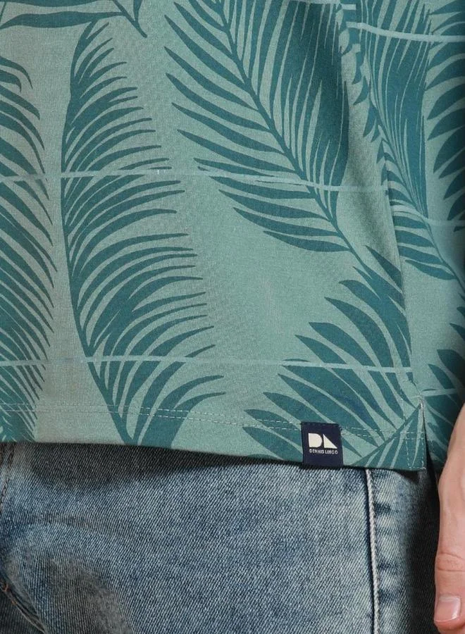 Dennis Lingo Dennis lingo Men Green Leaf Print Cotton Polo