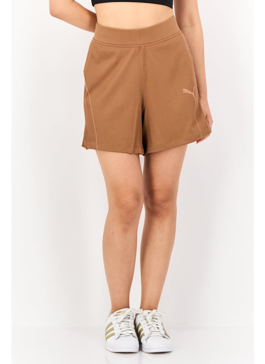 PUMA Women Relaxed Fit Training Shorts, Brown  - Image 1