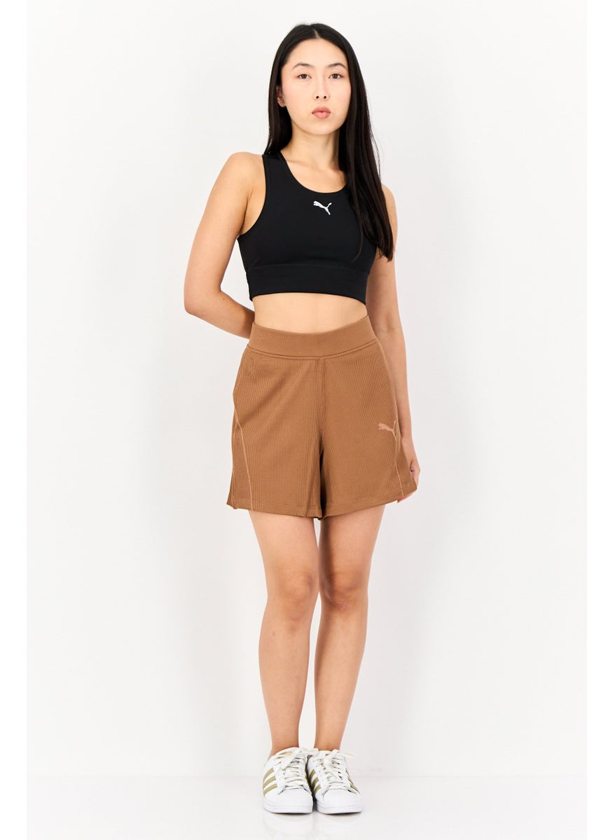 PUMA Women Relaxed Fit Training Shorts, Brown  - Image 4