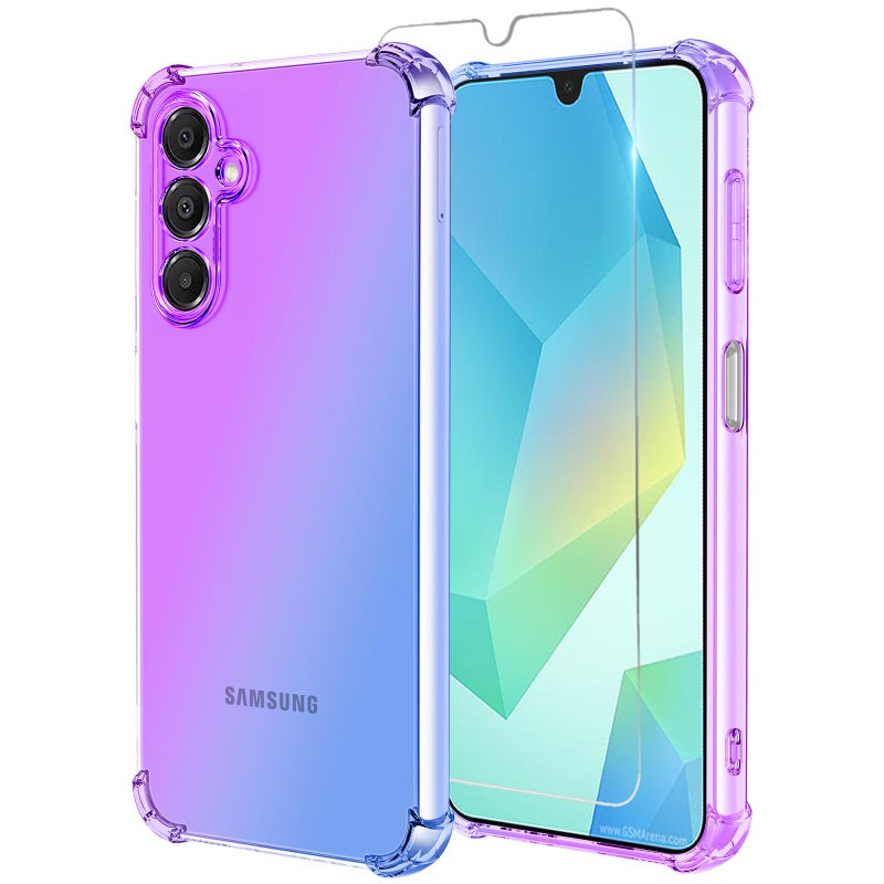 Osophter for Galaxy A16 5G Case: Women Girls with Screen Protector Reinforced Corners TPU Shock-Absorption Flexible Gradient Color for Samsung Galaxy A16 Phone Case Cover(Purple Blue) - Image 1
