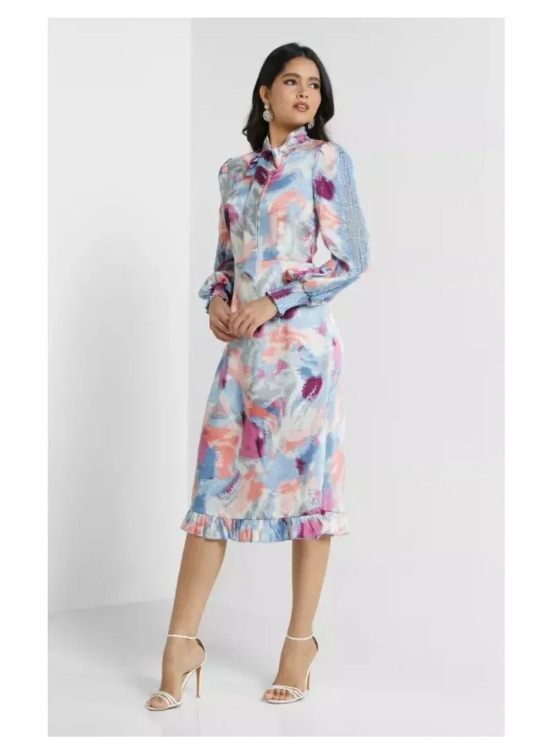Little Mistress Printed Midi Dress-Little Mistress