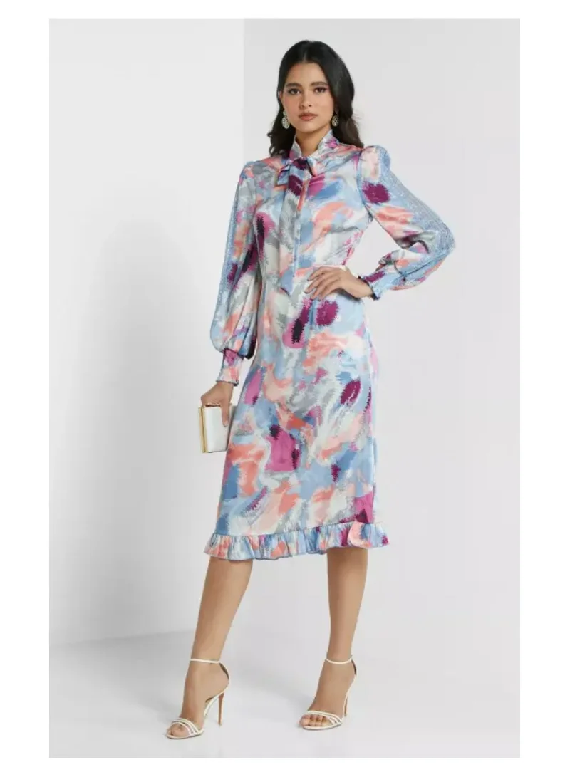 Little Mistress Printed Midi Dress-Little Mistress