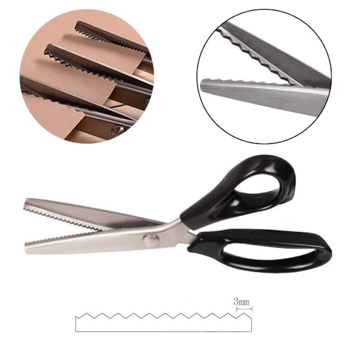 Jocaluyia Serrated Scalloped Edge Pinking Shears, Multifunction Stainless Steel Shears Tailor Scissors, Professional Zig-Zag Cut Scissors, Sewing Craft Cut Paper Clothing Fabric Cutting for Home (3mm, Serrated) - Image 4