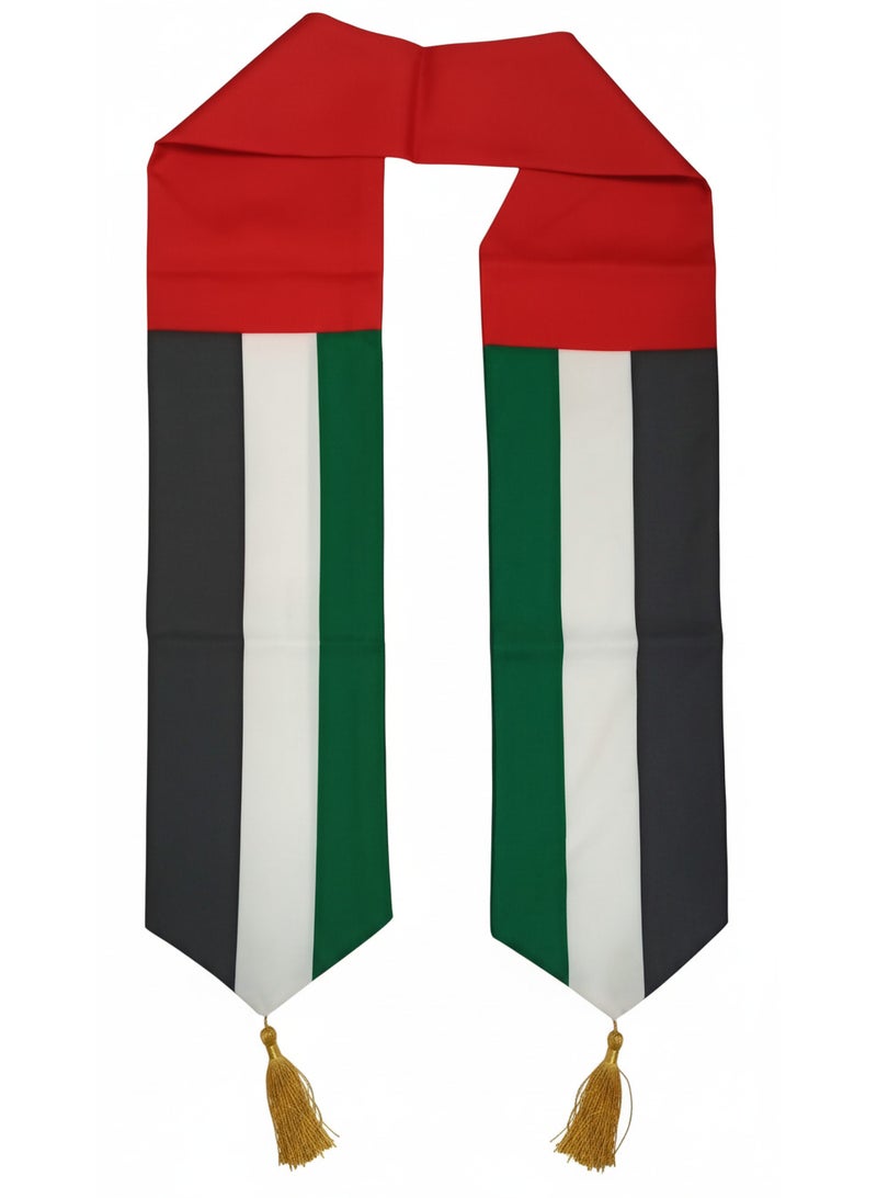 Yuwell UAE Flag Scarf 150x16cm, National Day Scarf for Men & Women, Unisex Emirati Flag Scarf for UAE National Day, Flag Day & Martyrs Day Celebration Neck & Shoulder Scarf for Adults