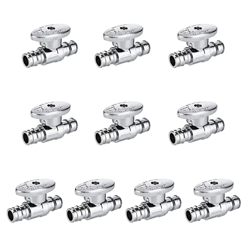 EFIELD 14 Turn Straight Stop Valve PexA Cold Expansion 12 Pex X 12 Chrome Plated ASTM F1960VALVE11110PCS - Image 1