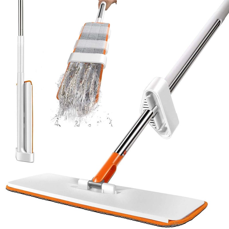 Raggle Flat Microfiber Magic Mop for Floor CleaningHome Hands Free Squeeze Mop for Floor Slider Squeeze Mop StainlessSteel Handle Bucket Less Mop and Microfiber Refill Squeeze Mop - Image 1