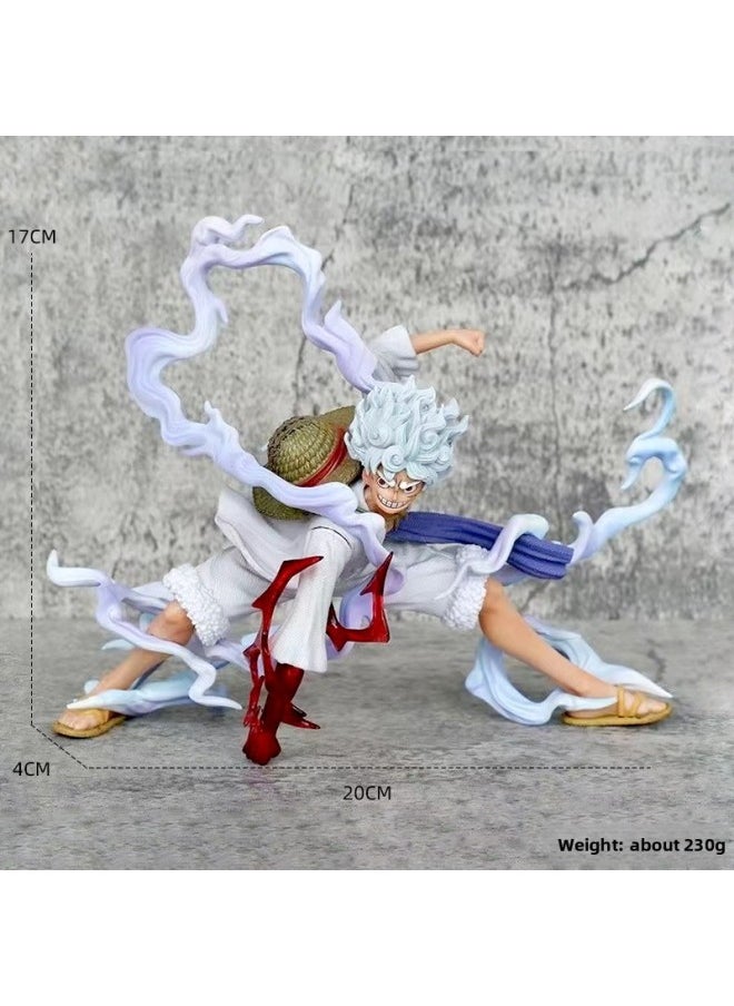 Generic - One Piece GK5 Sun God Nika Lufei Fruit Awakening Standing Posture With Base Animation Model Hand-made Ornaments-Color:Squatting Position And Pounding On The Ground Luffy (bag) - Image 1