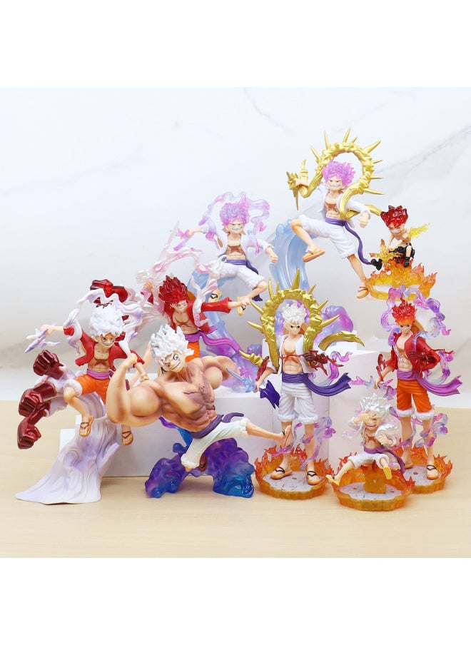Generic - One Piece GK5 Sun God Nika Lufei Fruit Awakening Standing Posture With Base Animation Model Hand-made Ornaments-Color:Squatting Position And Pounding On The Ground Luffy (bag) - Image 1
