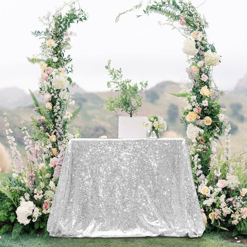 بارتي ديلايت PartyDelight Sequin tablecloth tear termlay تراكب المربع 50 "" x50 "" الفضة ". - Image 4