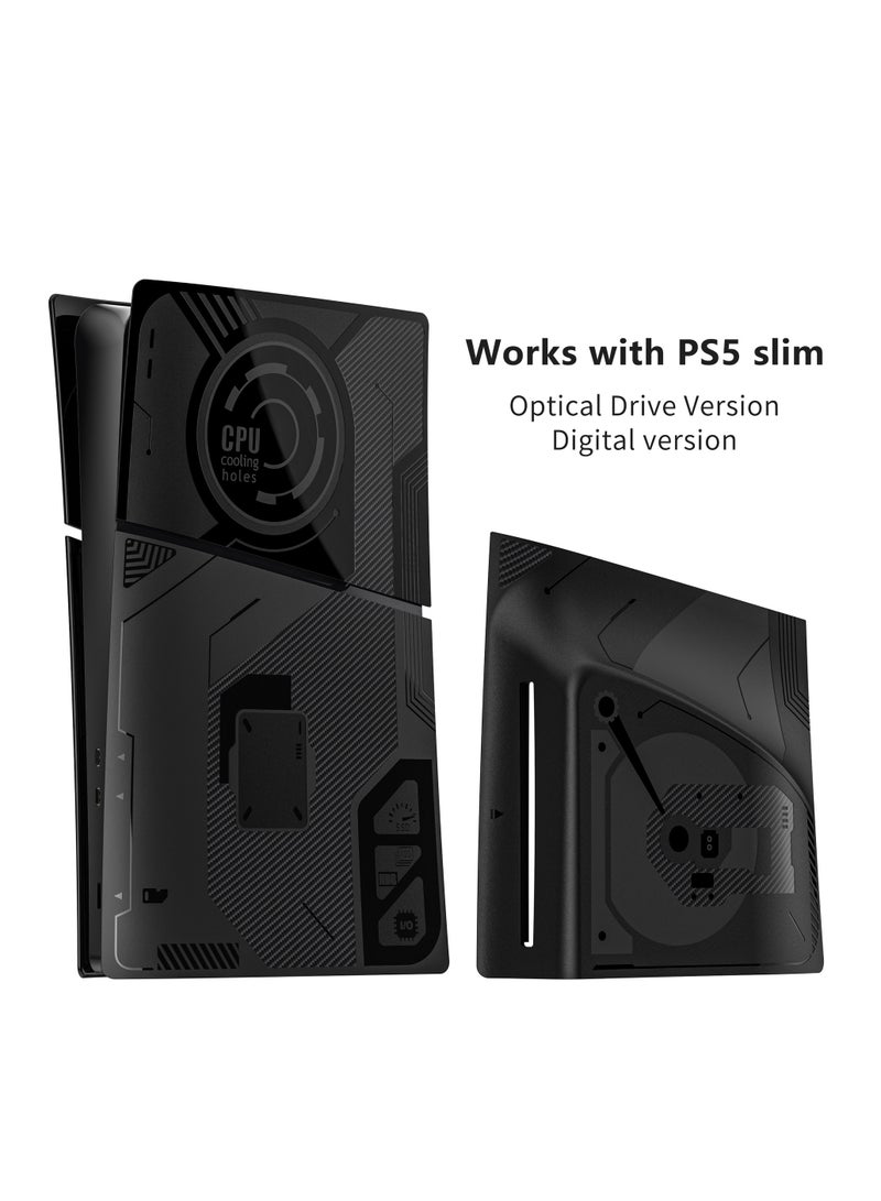فلاشهوك غطاء بديل لجهاز PS5 Slim (إصدار القرص/الإصدار الرقمي) - مادة خفيفة الوزن ومتينة من مادة الكمبيوتر، سهلة التركيب، تصميم أسود أنيق  - Image 4