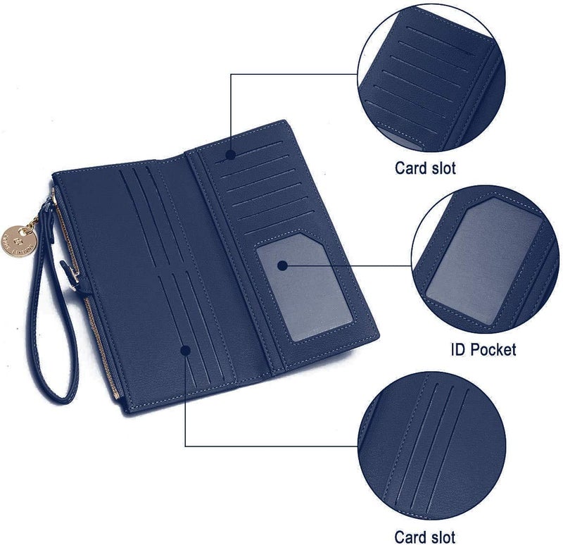 Elios Women Long Soft Leather Wallet Zip Purse Multifunction Organizer Card Holder Clutch with Phone Pocket - Image 3