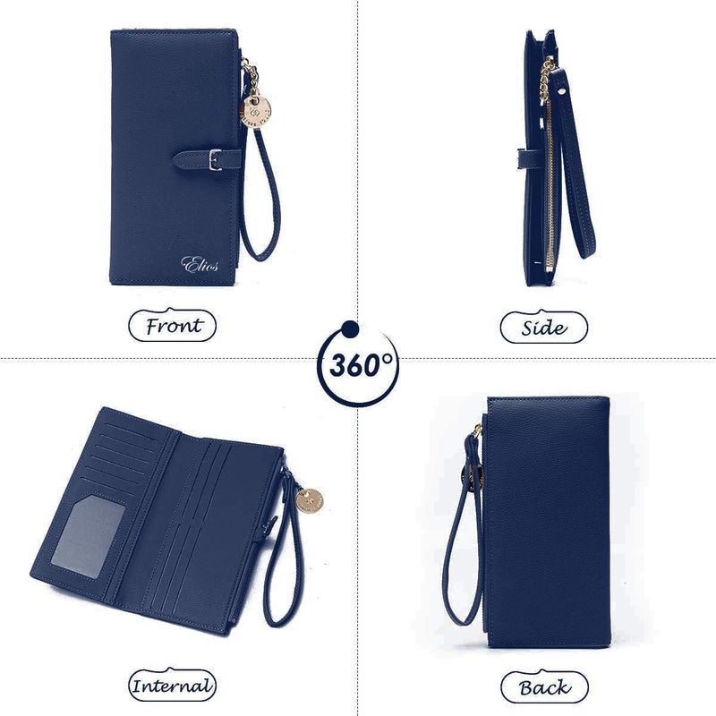 Elios Women Long Soft Leather Wallet Zip Purse Multifunction Organizer Card Holder Clutch with Phone Pocket - Image 2