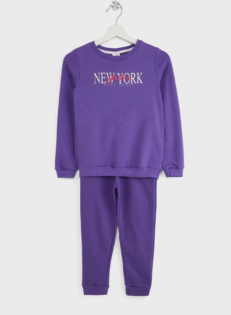 Pinata Girls Letter Printed Sweatshirt And Jogger Set