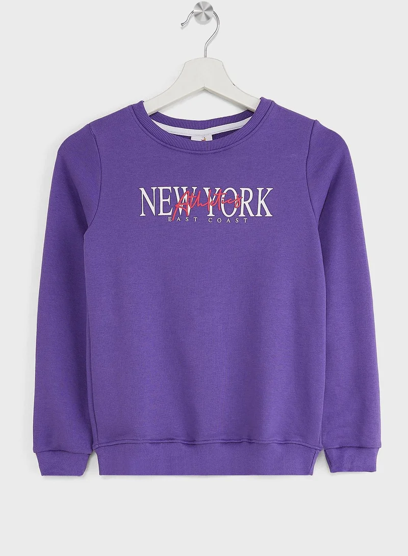 Pinata Girls Letter Printed Sweatshirt And Jogger Set