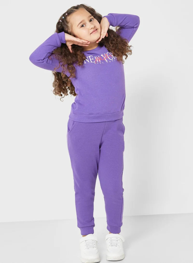 Pinata Girls Letter Printed Sweatshirt And Jogger Set