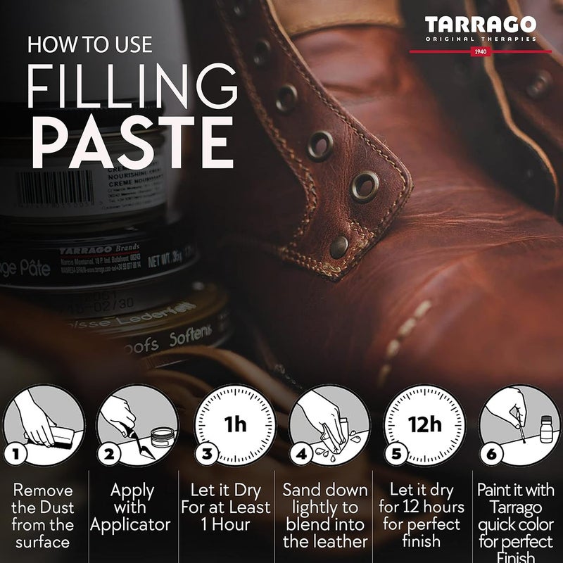 TARRAGO Filling Paste - 50ml Leather Filler Repair Compound - Leather Restoration Crack, Burns, Tears, Holes Filler - Image 4