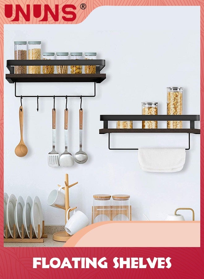 UNUNS Floating Shelves For Wall,Set of 2 Bathroom Shelf Wall Mounted for Bedroom,Kitchen,Living Room Decor,Wood White Finish,16.6 Inch,Brown - Image 4