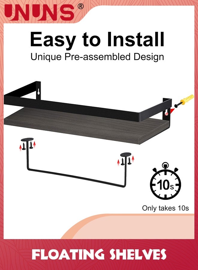 UNUNS Floating Shelves For Wall,Set of 2 Bathroom Shelf Wall Mounted for Bedroom,Kitchen,Living Room Decor,Wood White Finish,16.6 Inch,Brown - Image 5