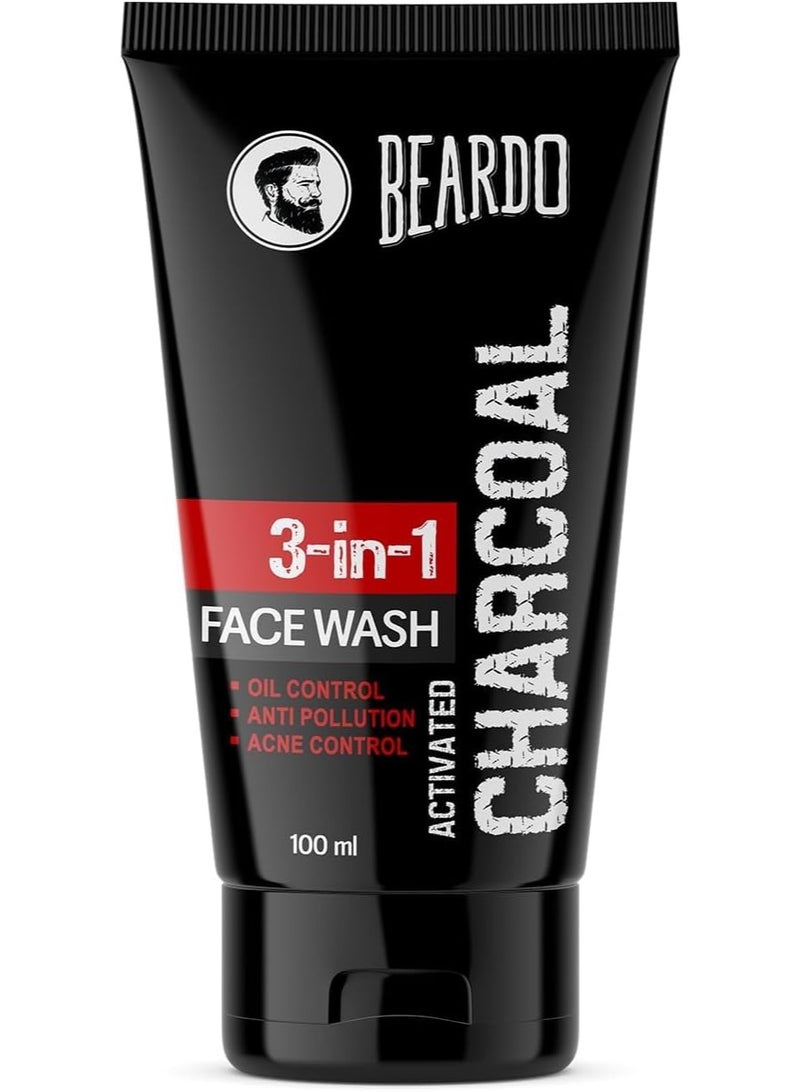 بيردو غسول الوجه بالفحم المنشط للرجال، 100 مل | لتنظيف المسام بعمق وإزالة الأوساخ | غسول الوجه لحب الشباب والبثور | غسول الوجه للبشرة الدهنية - Image 1