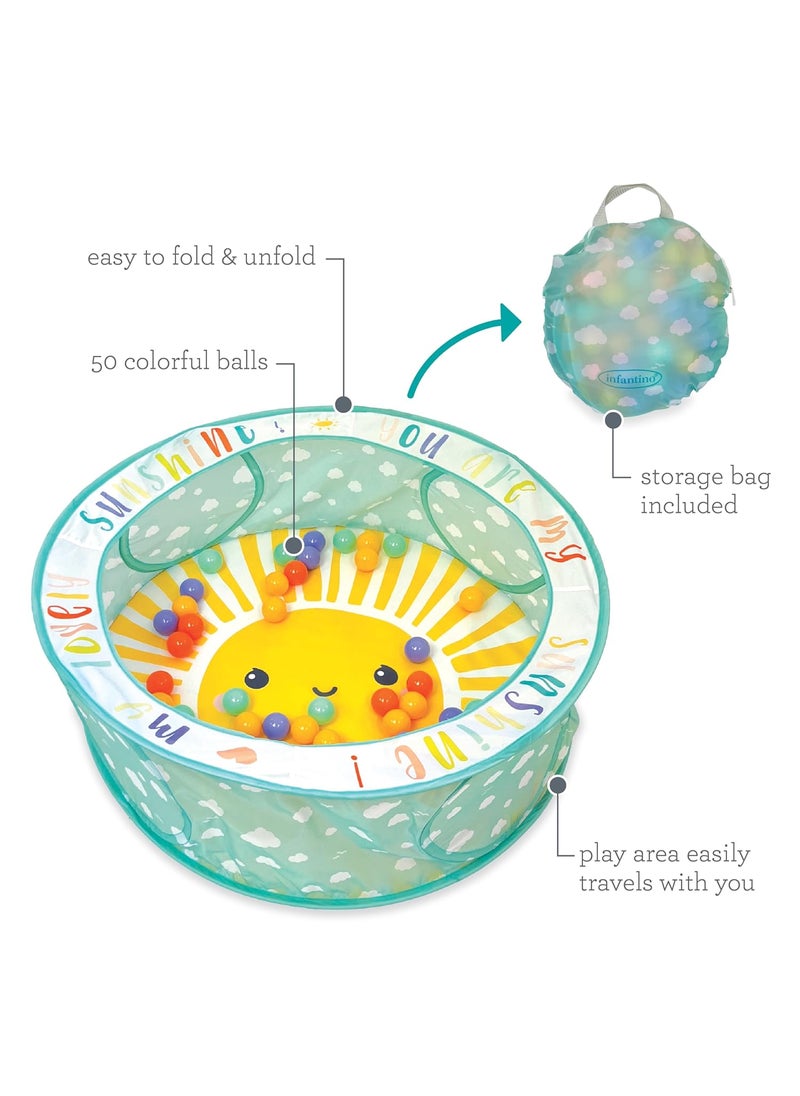 Infantino PopUp Ball Pit  50 Colorful Balls Easy Setup  Storage 35 Spacious Play Area Bright  Colorful Design Includes Storage Bag