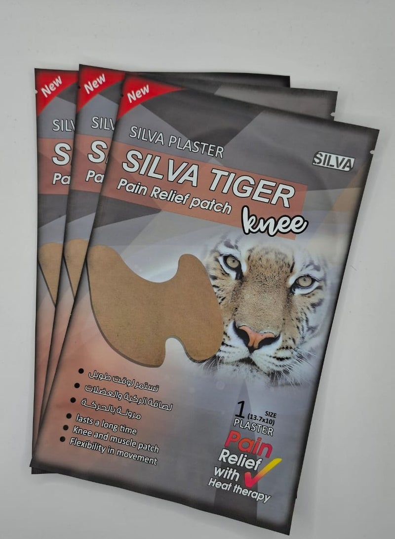 SILVA Tiger Knee Pain Relief Patch size 13.7*10 cm – 3 Pieces  - Image 1