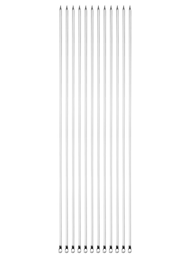 Barbecue Kebab Skewers -12 Piece 50x1cm- Easy-to-Clean Rust and Heat Resistant Iron BBQ Skewers for Grilling, Barbecue, and Outdoor Cooking - Skewer Set for Meat, Vegetables, and Shish Kebab - Image 1