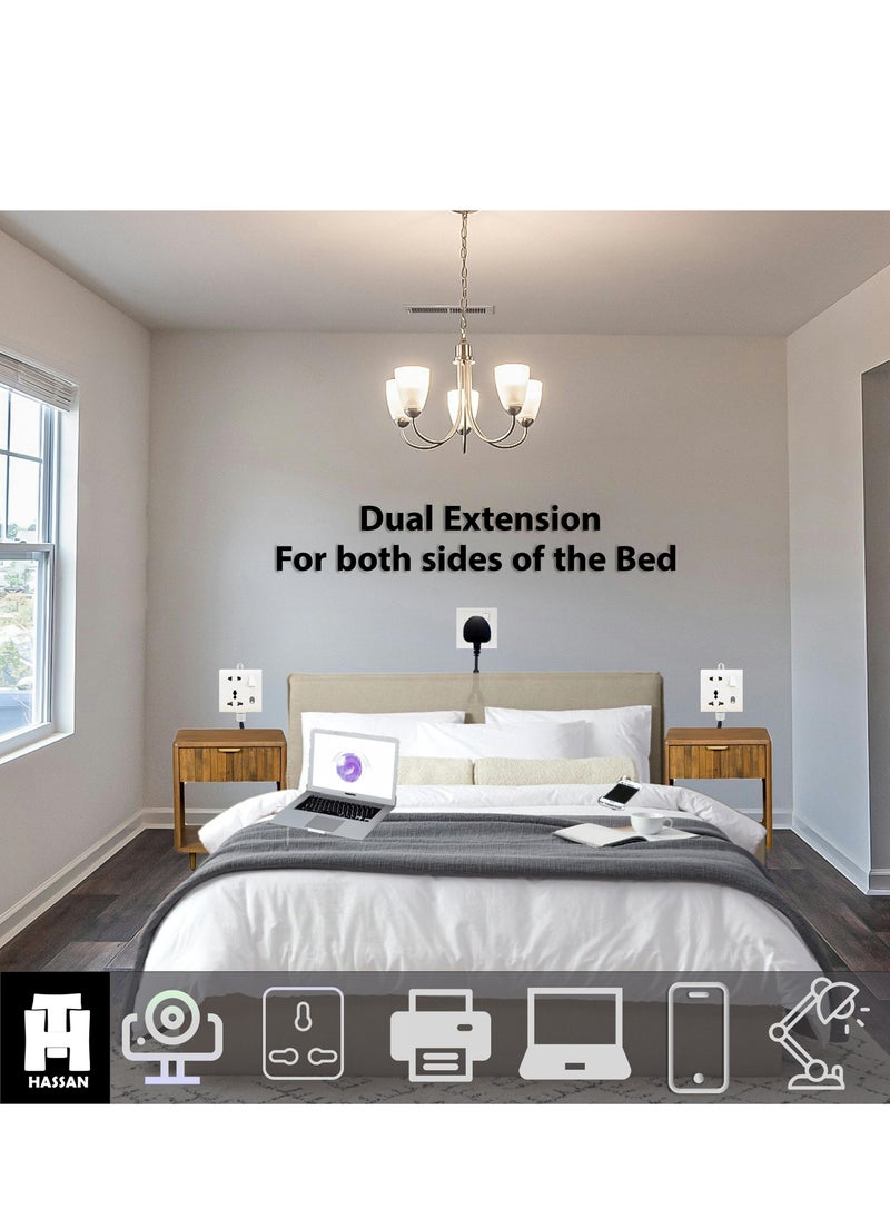 Hassan Hassan Dual Universal Socket Extension Cord - 2-in-1 Multi-Purpose Outlets, Space-Saving Design for Versatile Use  - Image 2