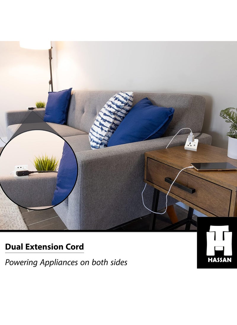 Hassan Hassan Dual Universal Socket Extension Cord - 2-in-1 Multi-Purpose Outlets, Space-Saving Design for Versatile Use  - Image 5