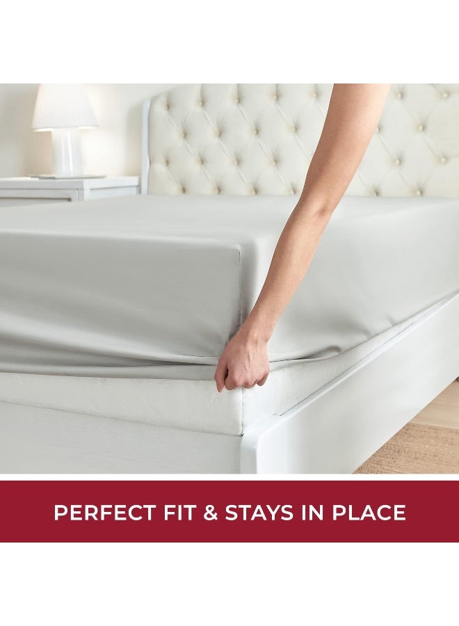 Mellanni Full Fitted Sheet  Iconic Collection Bedding Sheets with up to 16 inch Deep Pocket  Soft  Cooling  Fade  Stain Resistant  1 PC Full Light Gray - Image 4