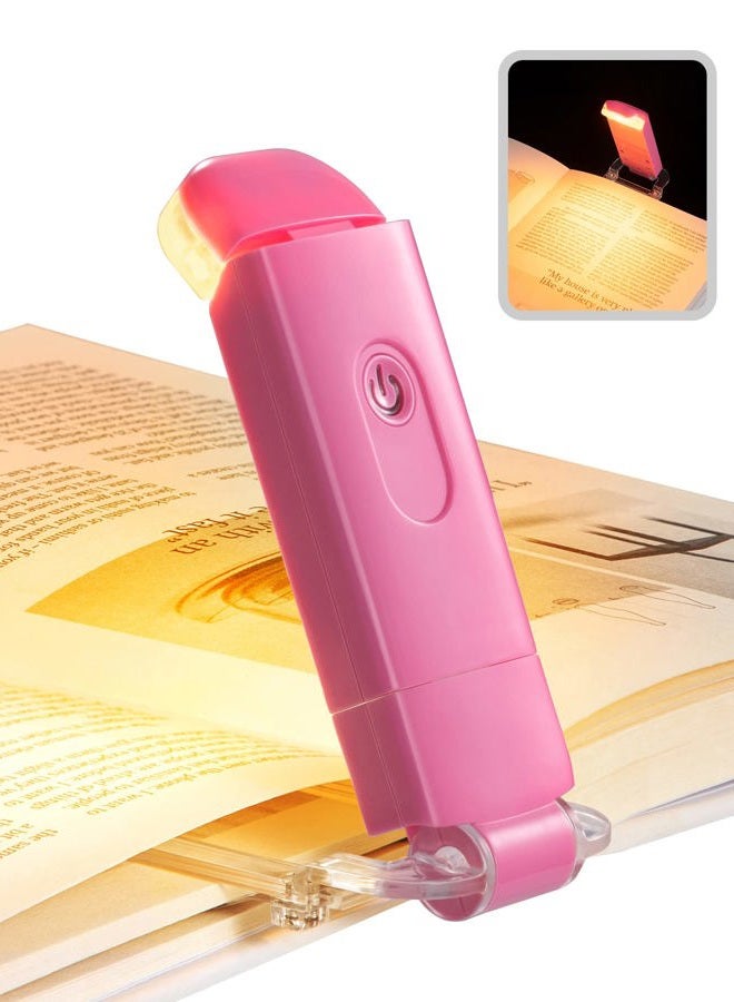 DEWENWILS Amber Book Light, USB Rechargeable Book Light for Reading in Bed, 3 Brightness Levels, Blue Light Blocking, LED Clip-on Reading Light for Kids, Bookworms (Pink) - Image 1